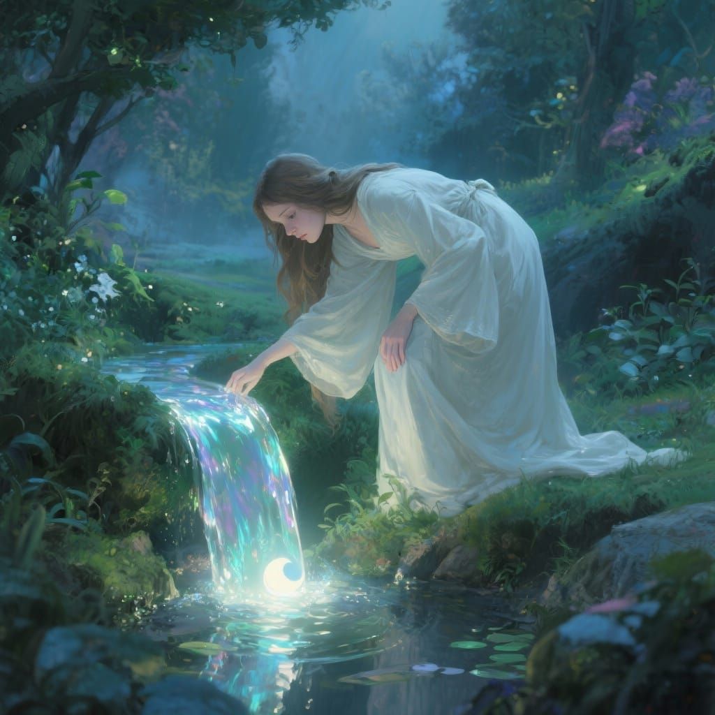 Lelya at Spring of Life, Dreamy Landscape