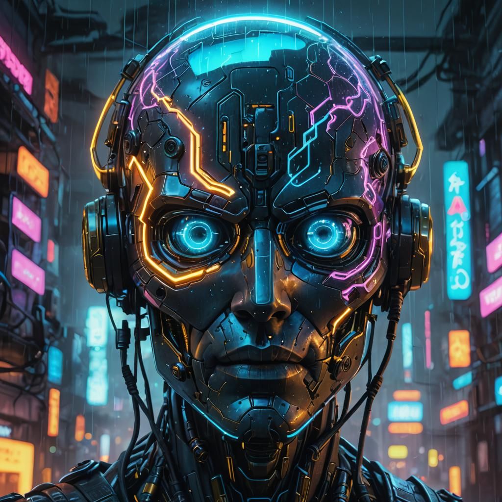 Cyberpunk Bioluminescent Eye in Glass, Neon Concept Art