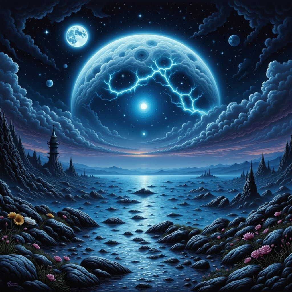 Serene Moonlit Seascape