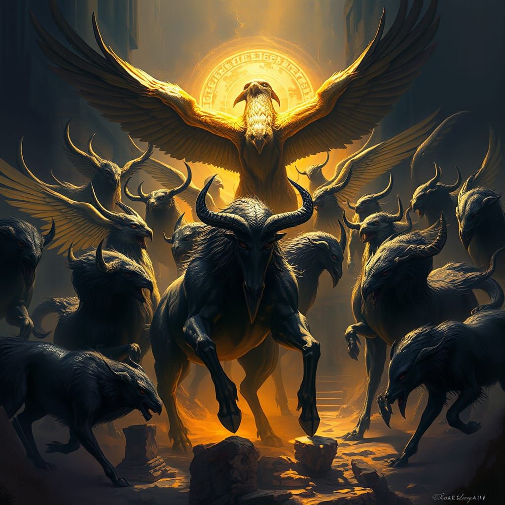 Mythological Greek Creatures in Dark Fantasy Art