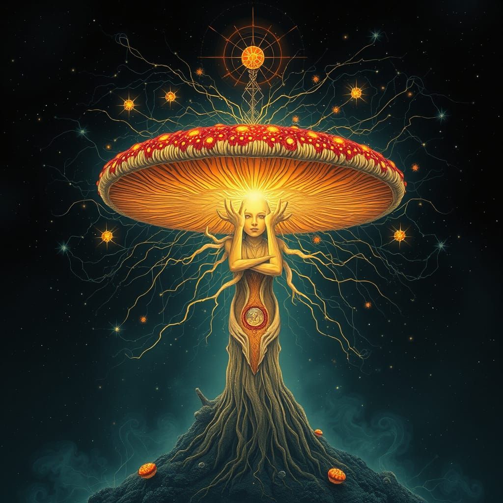 Astral Amanita Shaman with Neurographic Circuitry