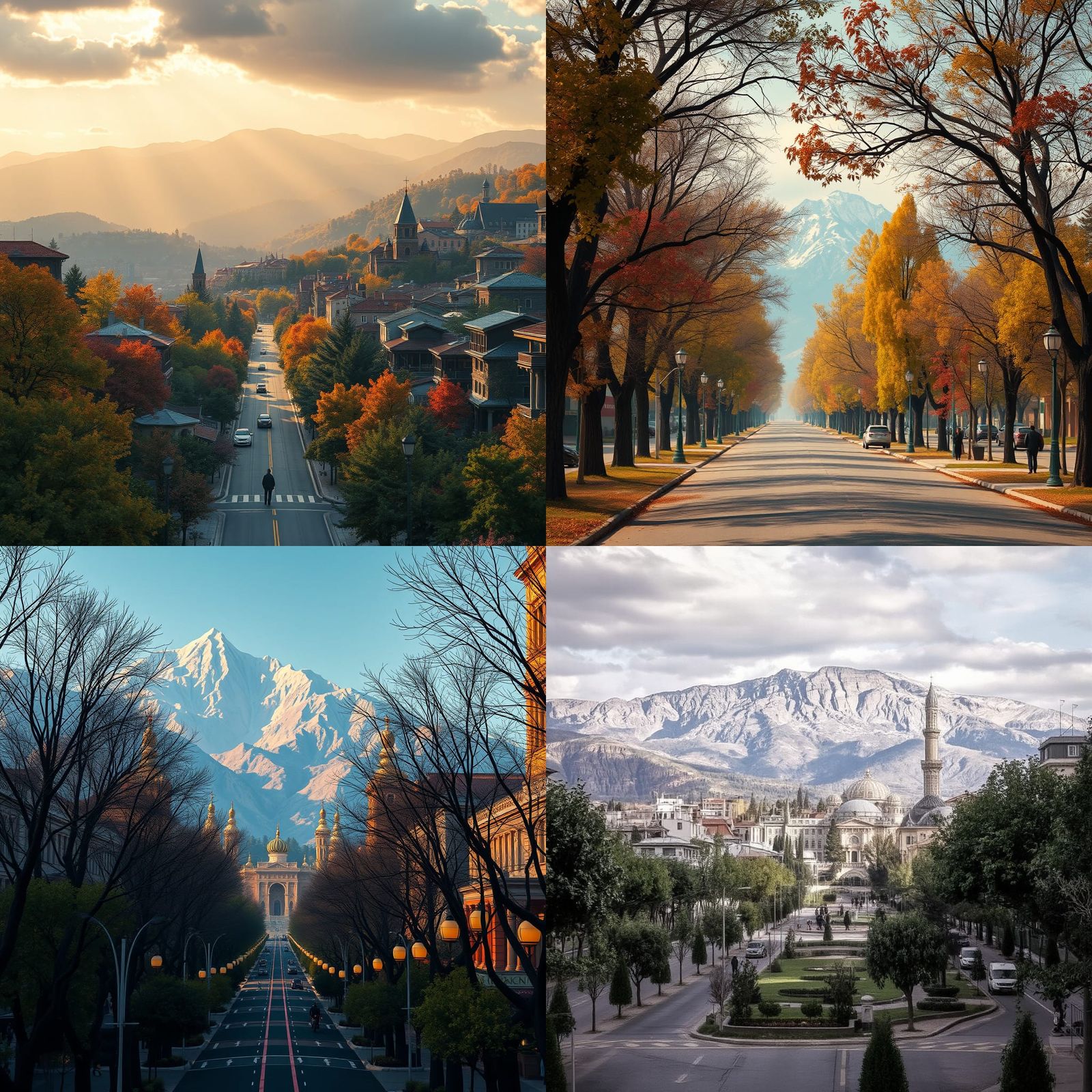 Bishkek Streets with Tian Shan Mountains in Matte Painting