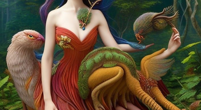 Woman in Mycelium Network: Dynamic Fashion Magazine Art