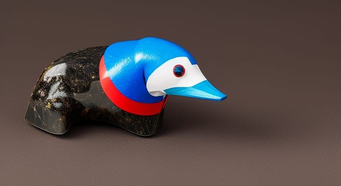 Realistic Papier-Mâché Platypus on Marble Table