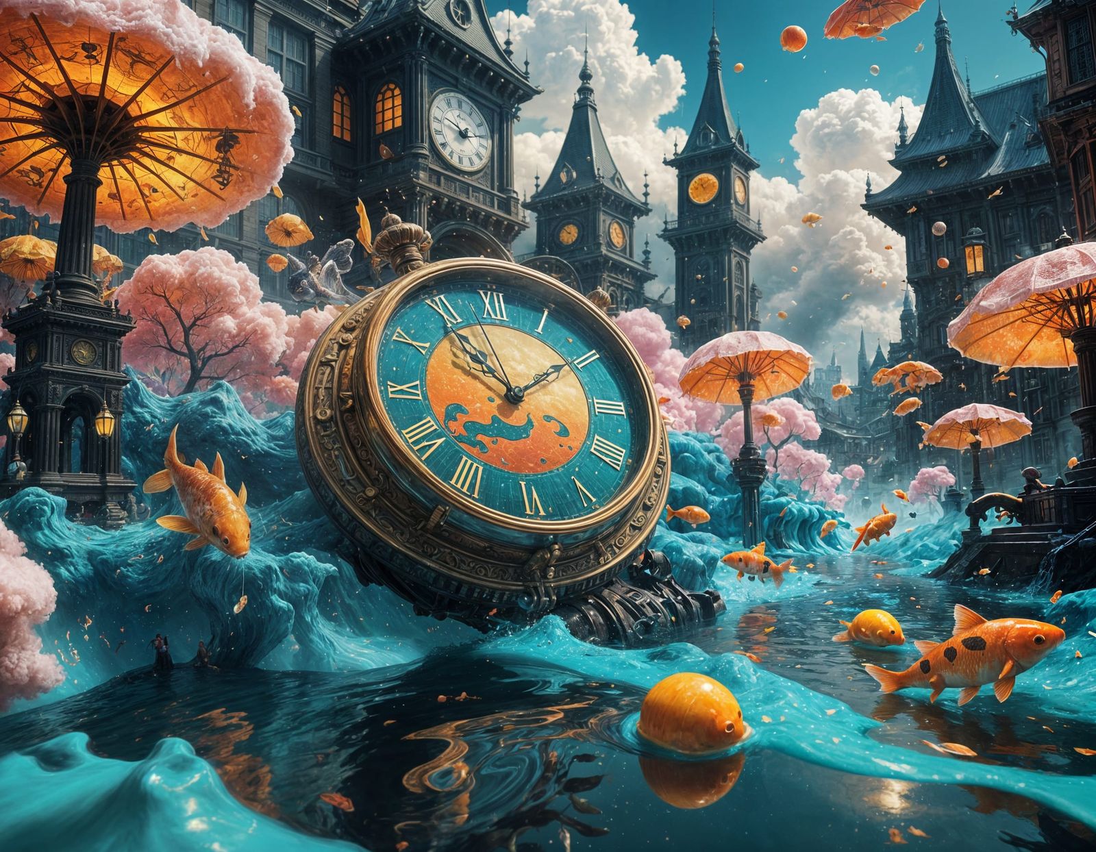 Dreamlike Cityscape in Vibrant Colors