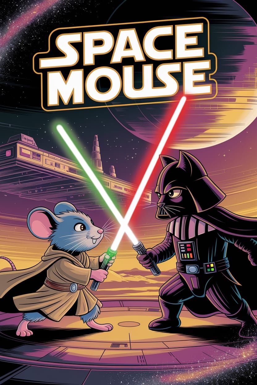 Space Mouse Jedi Duel in Star Wars Style