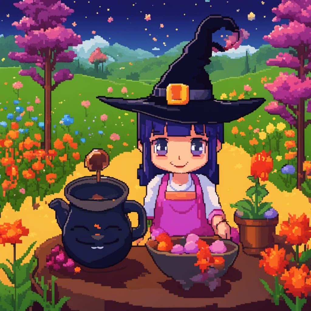 cute pixel witch.
