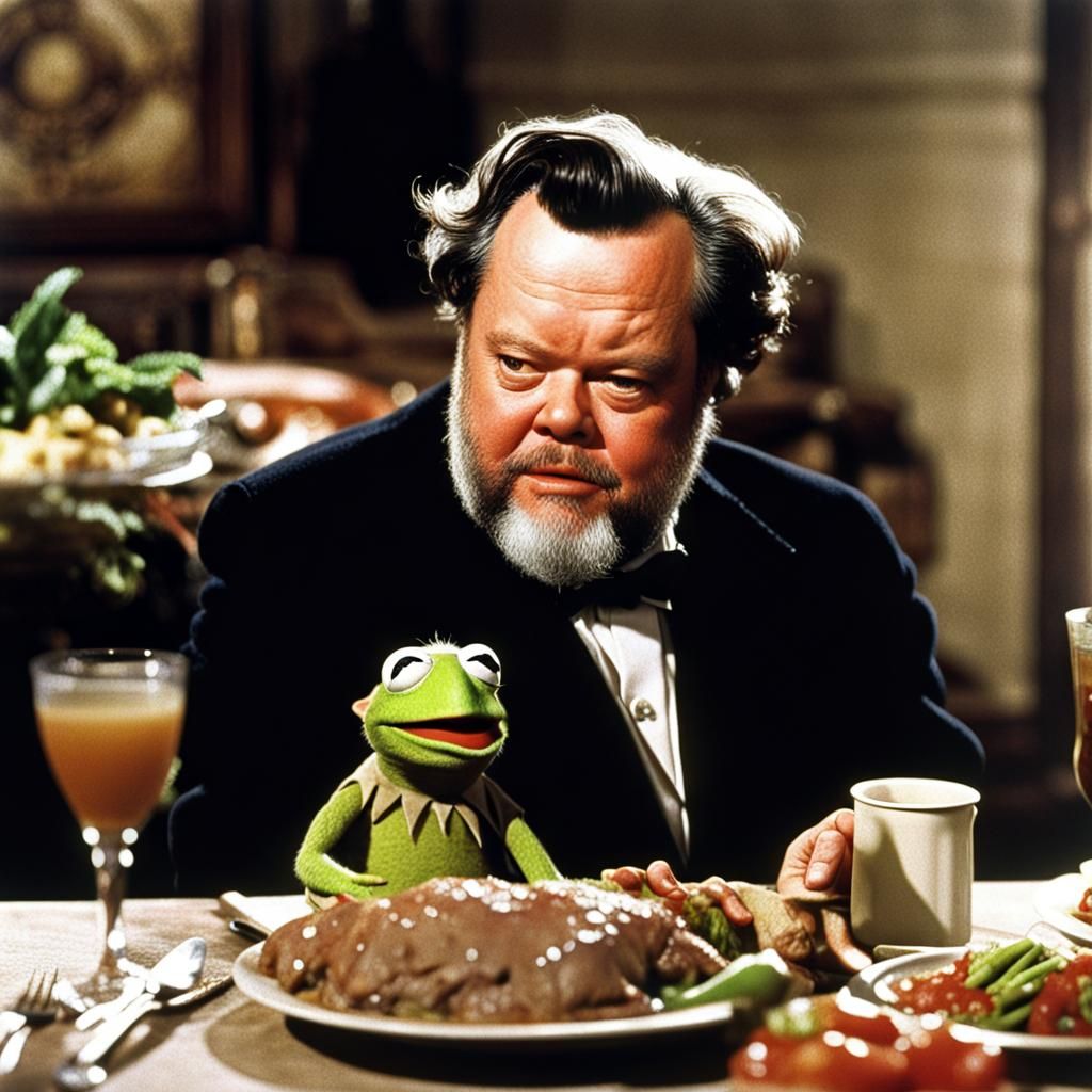 Orson Welles and Yoda Dinner in Muppet Movie Style