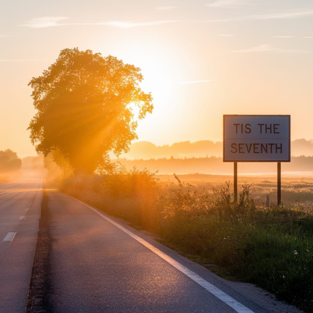 Sunrise Roadside Sign: Tis The Seventh