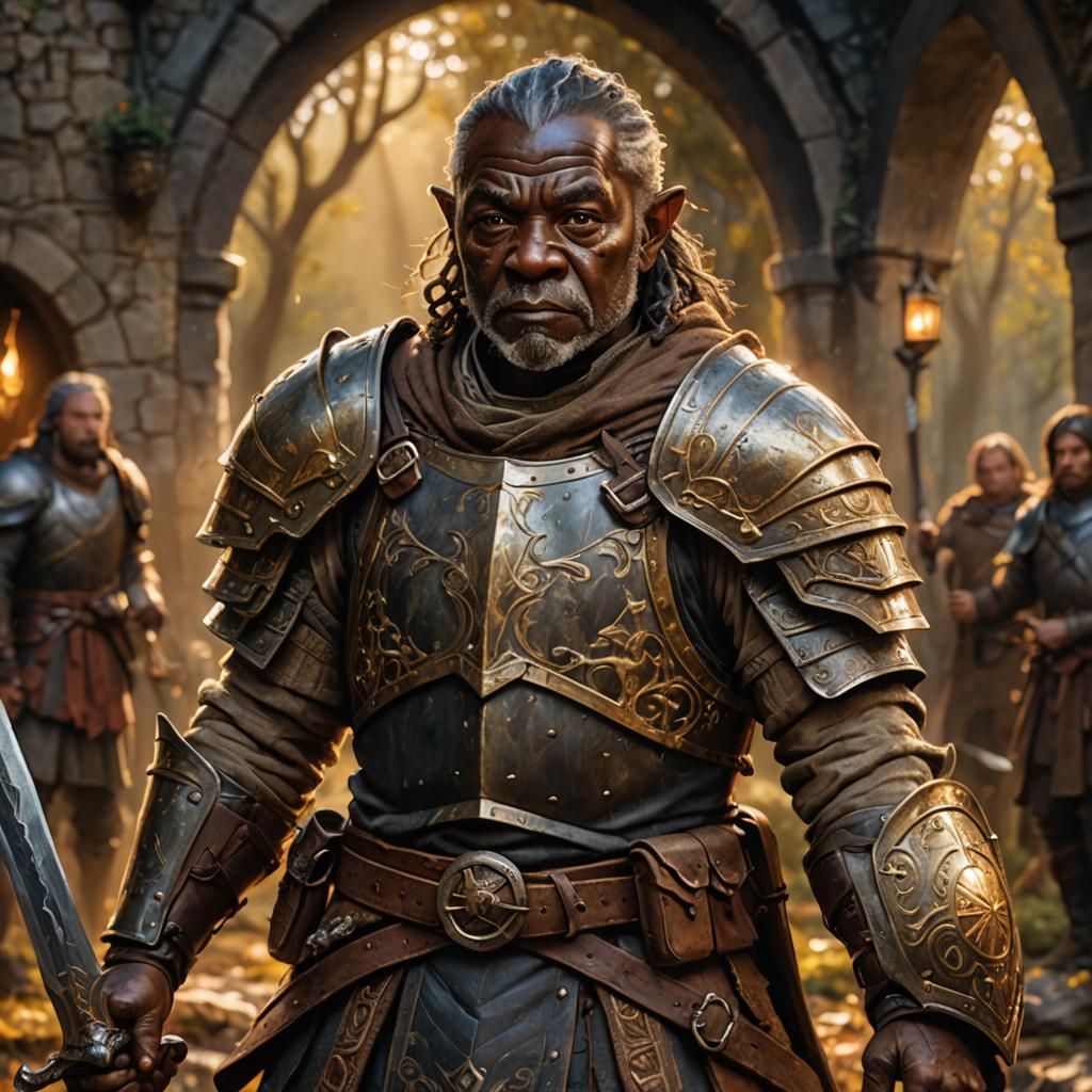 Halfling Warrior Woman: Fantasy Illustration in Golden Light
