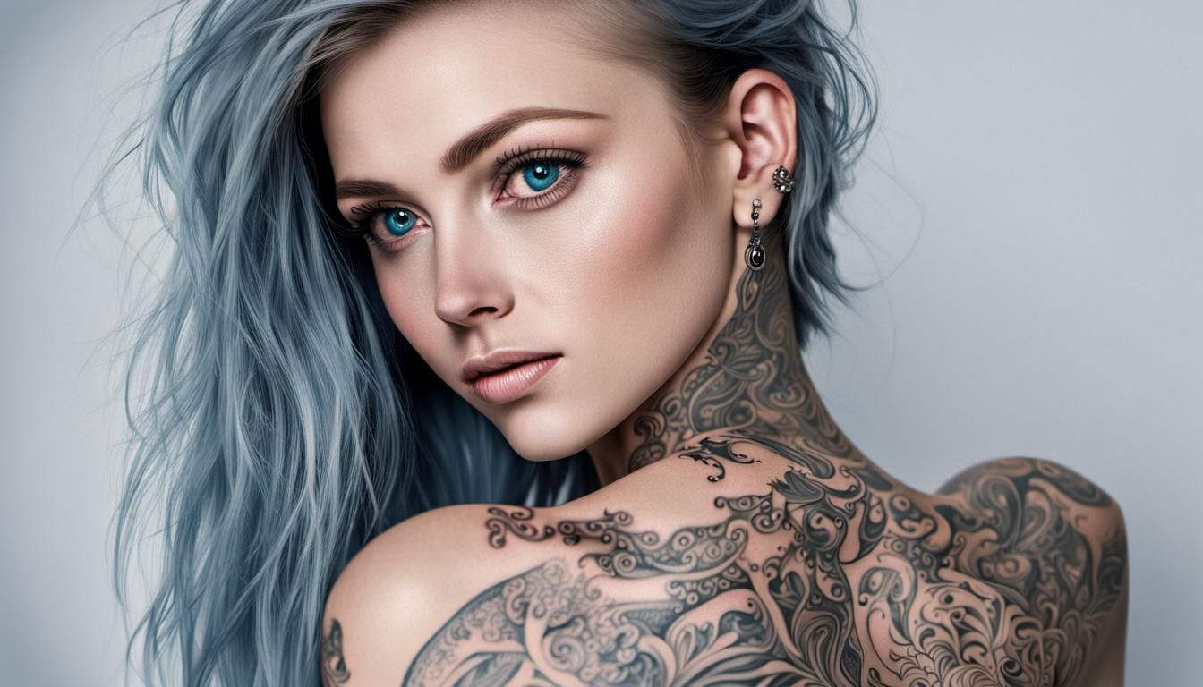 Detailed Portrait of a Woman with Tattoo