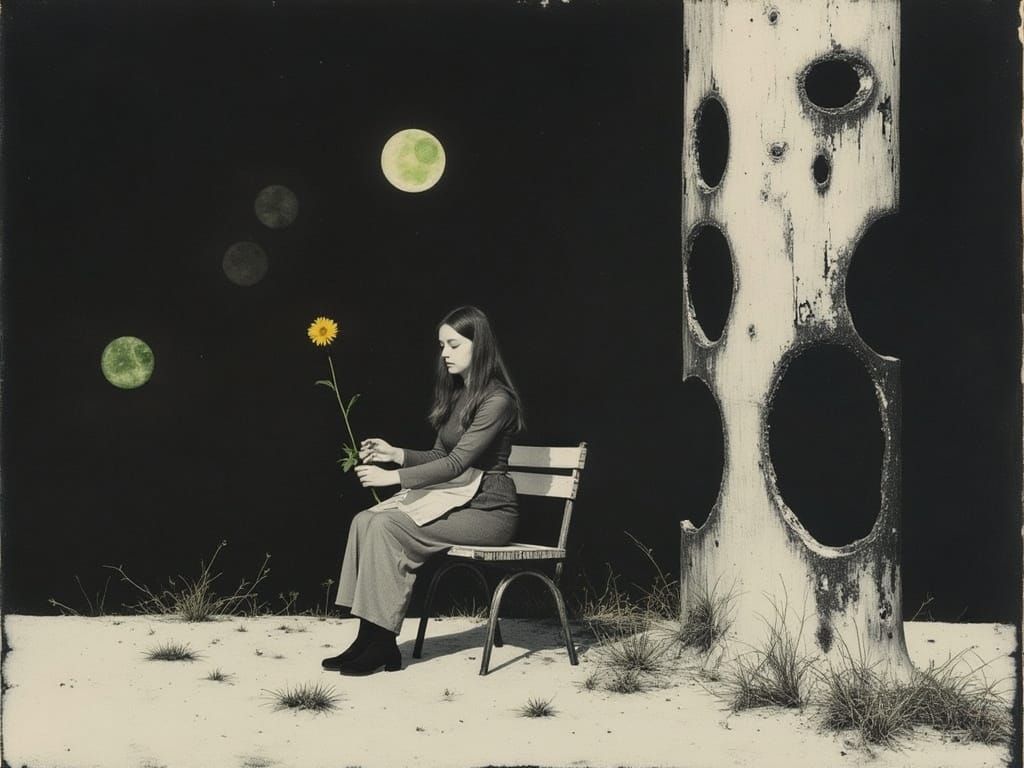 Woman Gathering Wildflowers in a Lush Summer Meadow