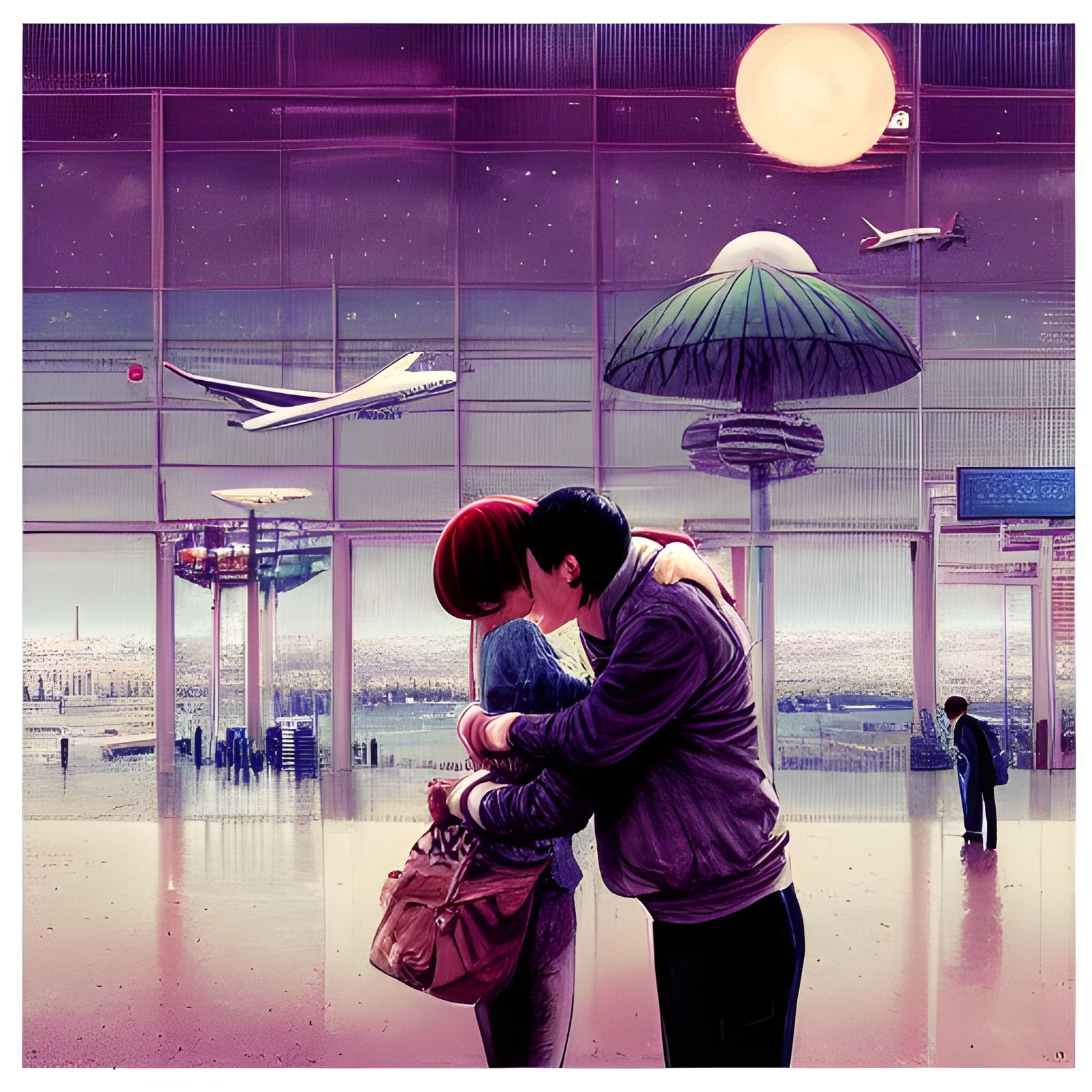Touching Airport Goodbye: Detailed Matte Painting
