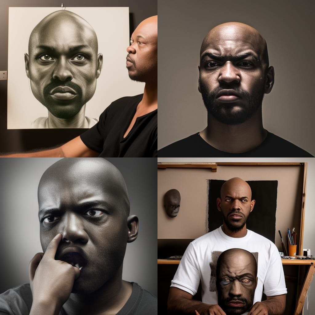 Hyperrealistic Portrait of a Bald Black Man