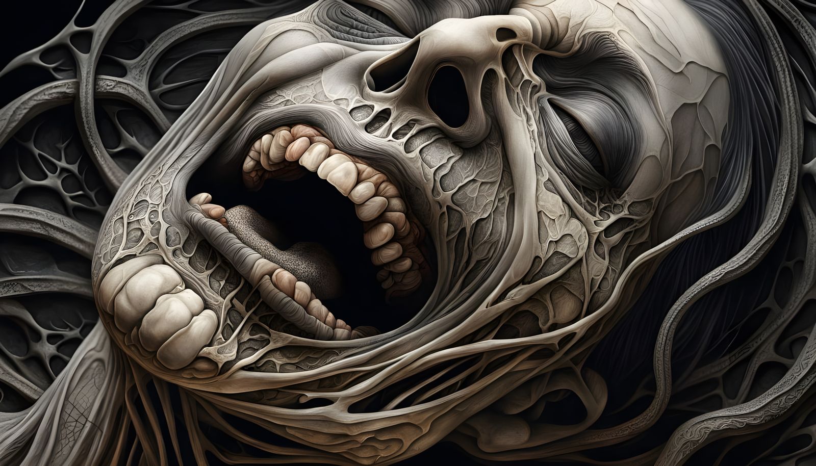 Dissected Lips on Textured Canvas, Golden Light