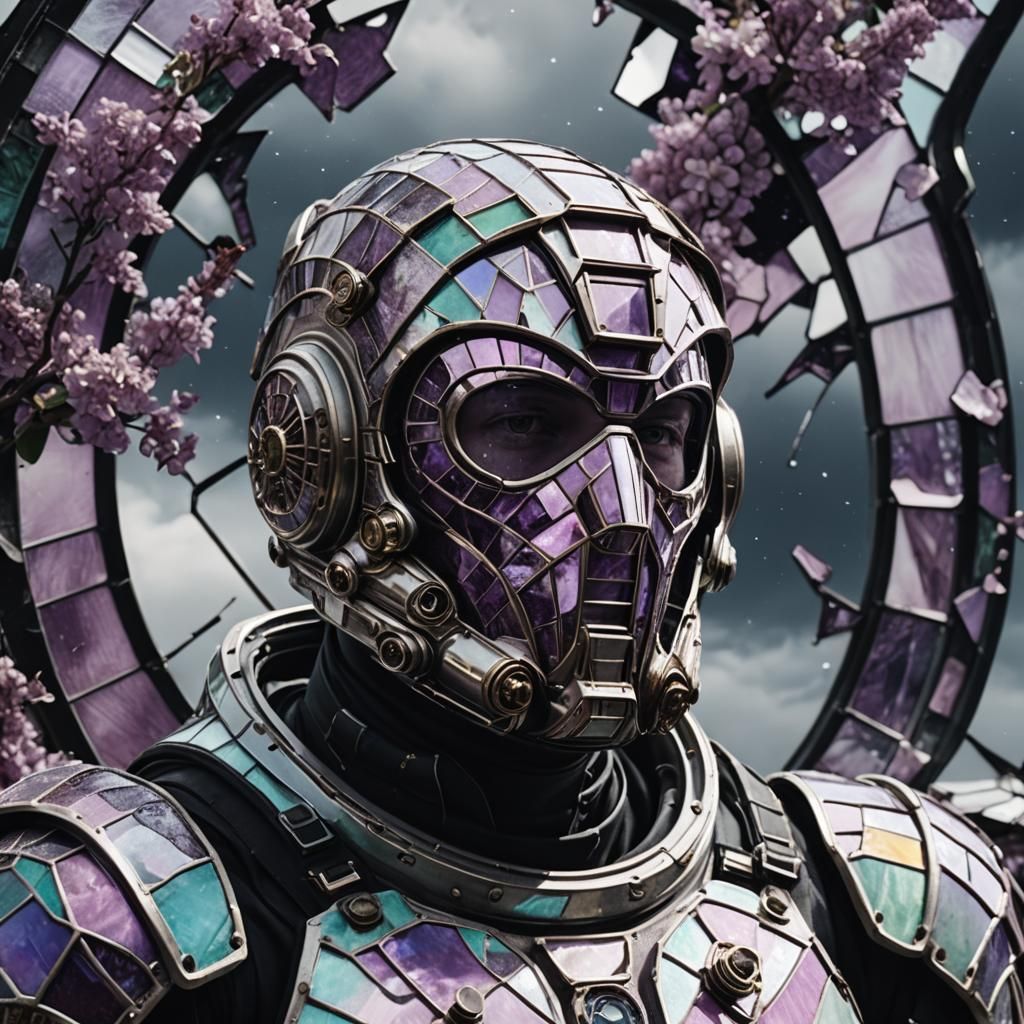 Astronaut in Stained Glass Biomechanical Armor