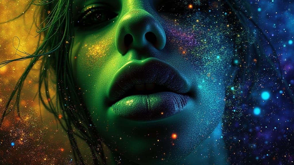 Hyper-Realistic Cosmic Dreamscape in Iridescent Colors