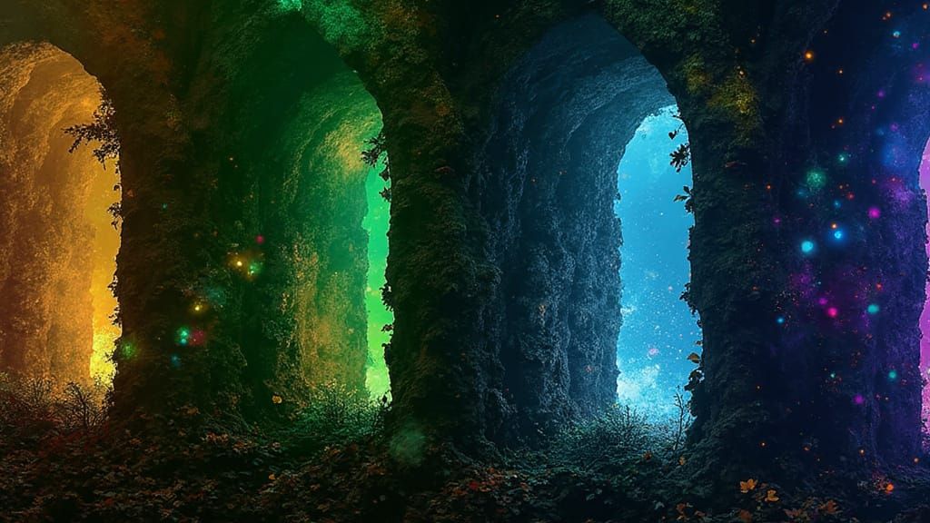 Surreal Cosmic Dreamscape in Iridescent Colors