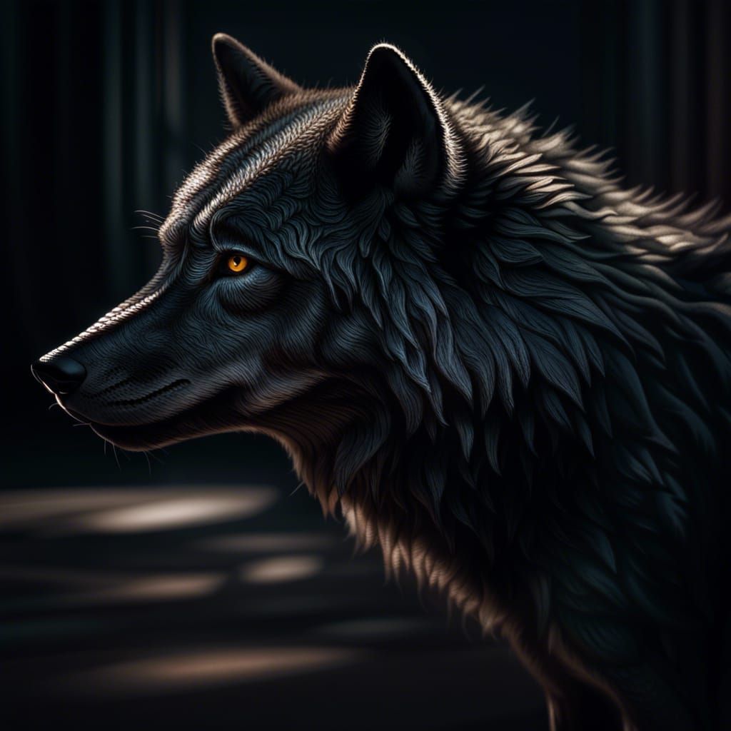 Hyperrealistic Shadow Wolf in High Definition