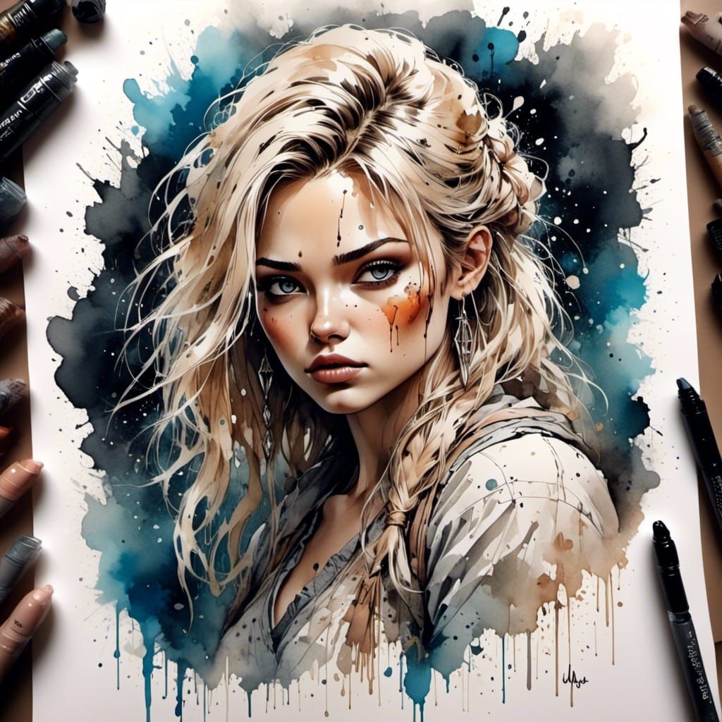 Stunning Ink Sketch of a Beautiful Woman