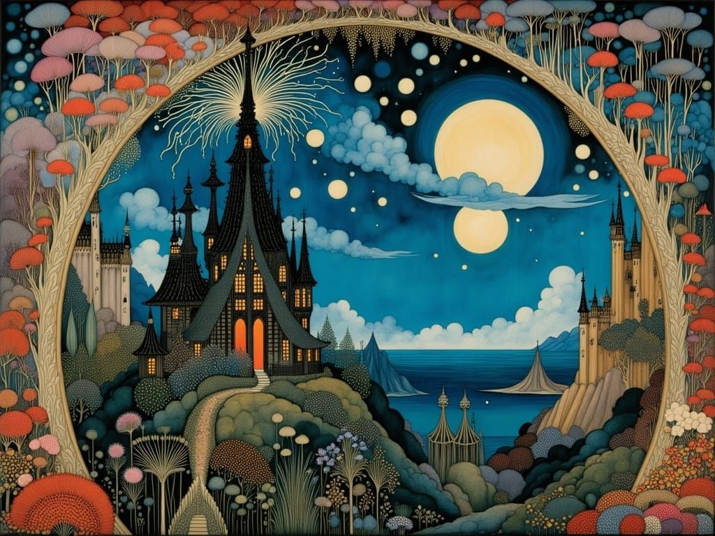 Detailed Home Scene in Expressionist Style