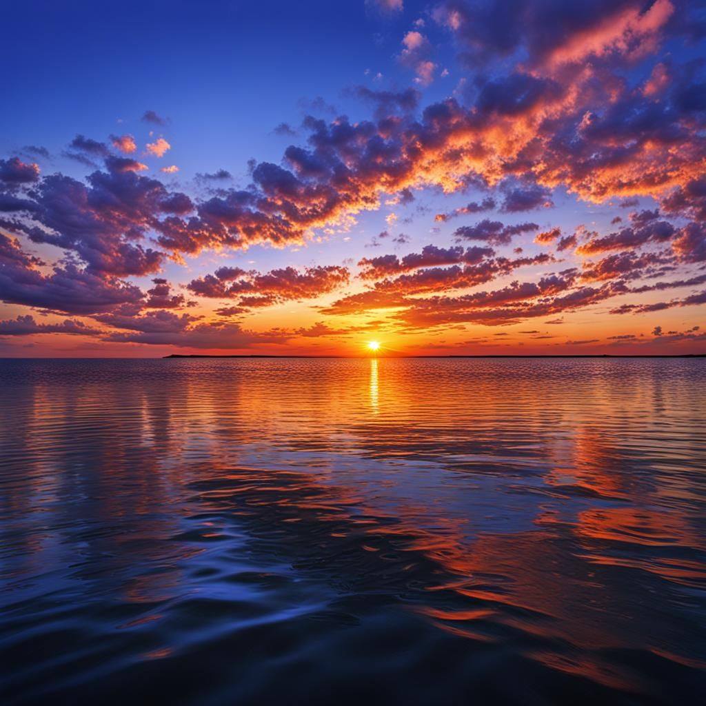 Gorgeous Sunset Reflects on Calm Water