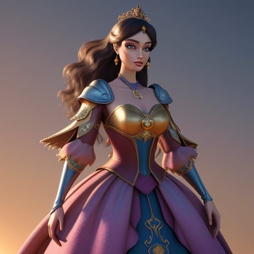 Confident Princess in Vibrant Golden Hour Light
