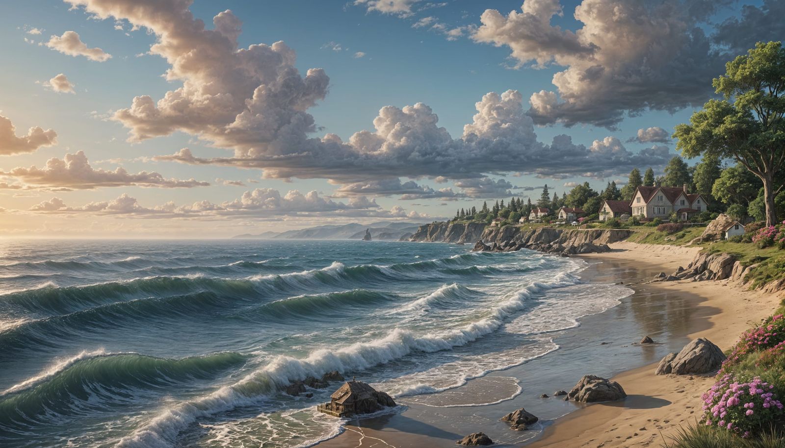 Photorealistic House with Sea View Landscape