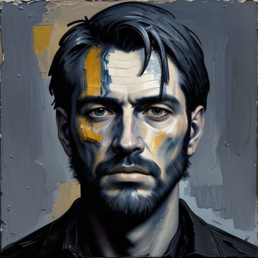 Expressionist Portrait in Impasto Style with Chiaroscuro