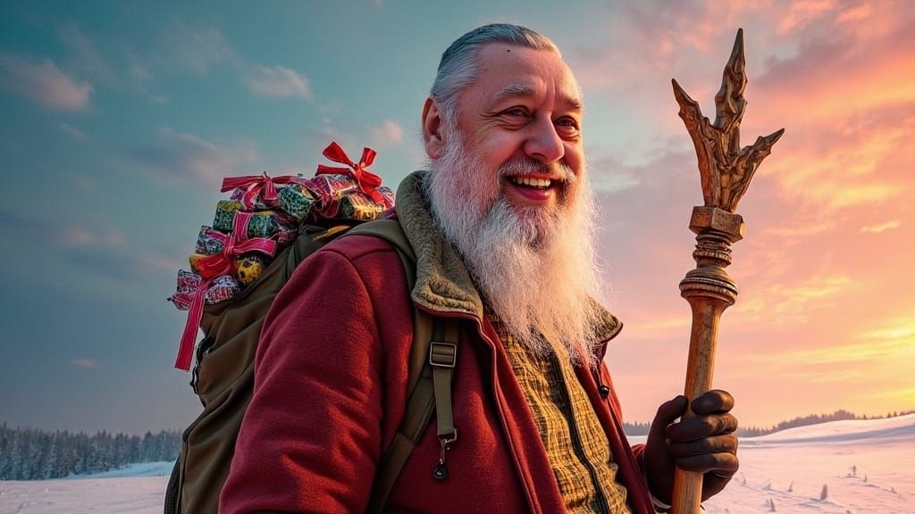 Magical Gift-Giving Saint in Crimson Suit