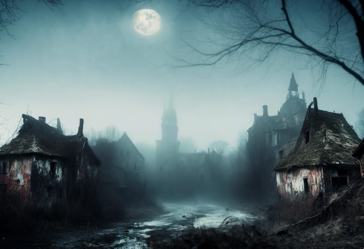 Eerie Abandoned Village in Silent Fog