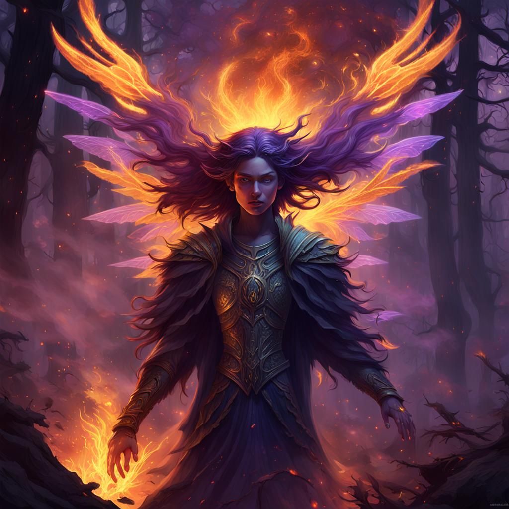 Mystical Fire Sprite in Dark Fantasy Concept Art