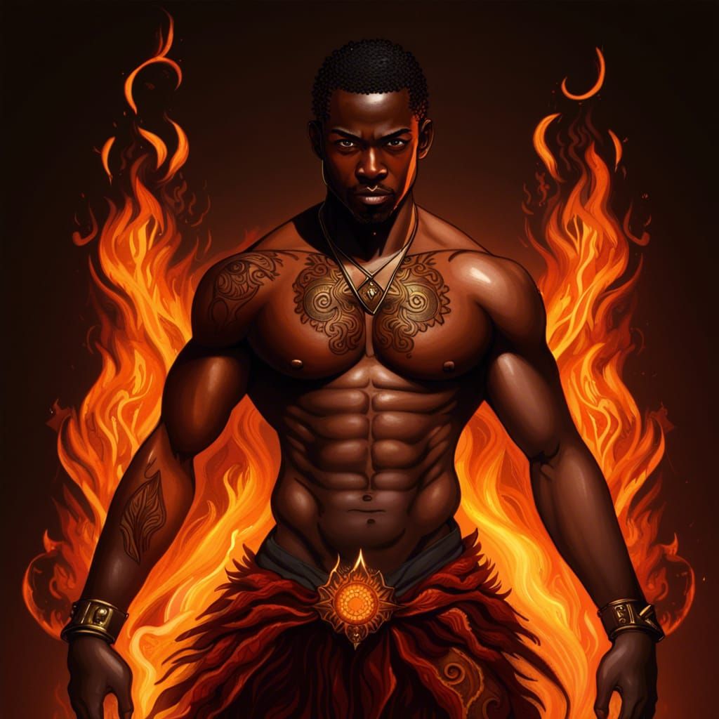 Hyperrealistic Fire God with Fiery Skin