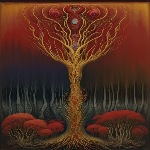 A blend of surrealism, abstract expressionism, and romantici...