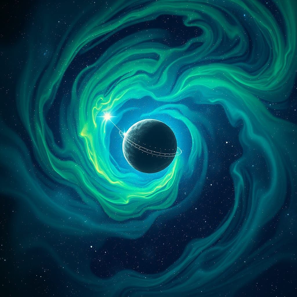 Celestial Body in Starry Night: Digital Art