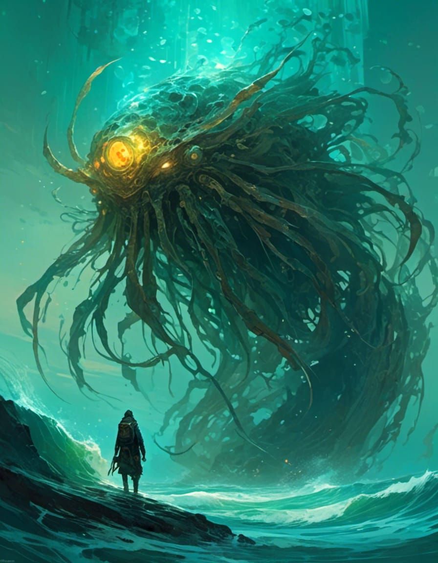 Bioluminescent Sea Creature Portrait in Digital Art Style