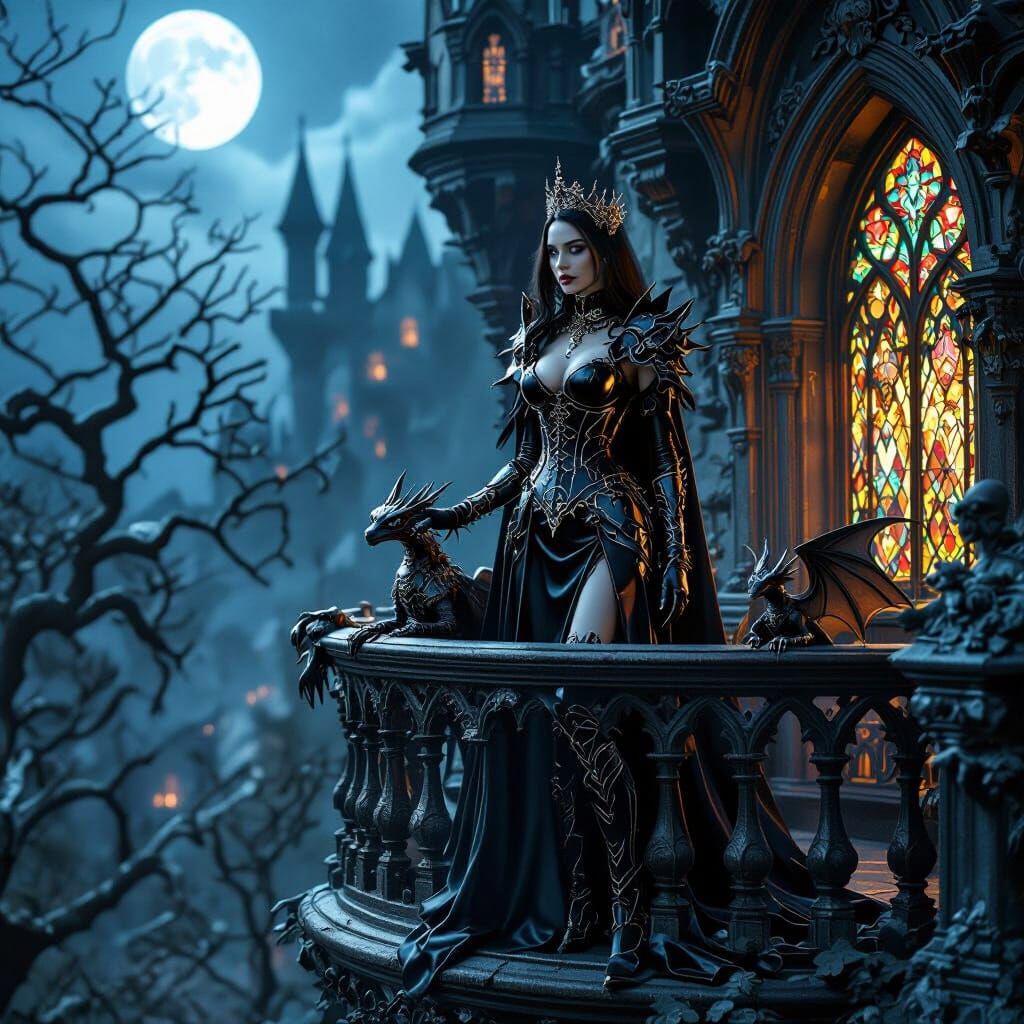 Gothic Vampire Princess in Latex Armor