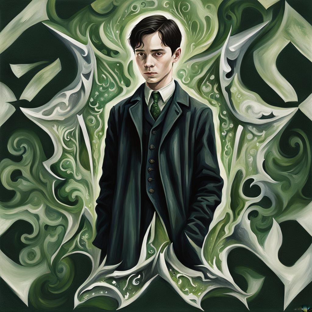Detailed Gouache Painting of Tom Riddle