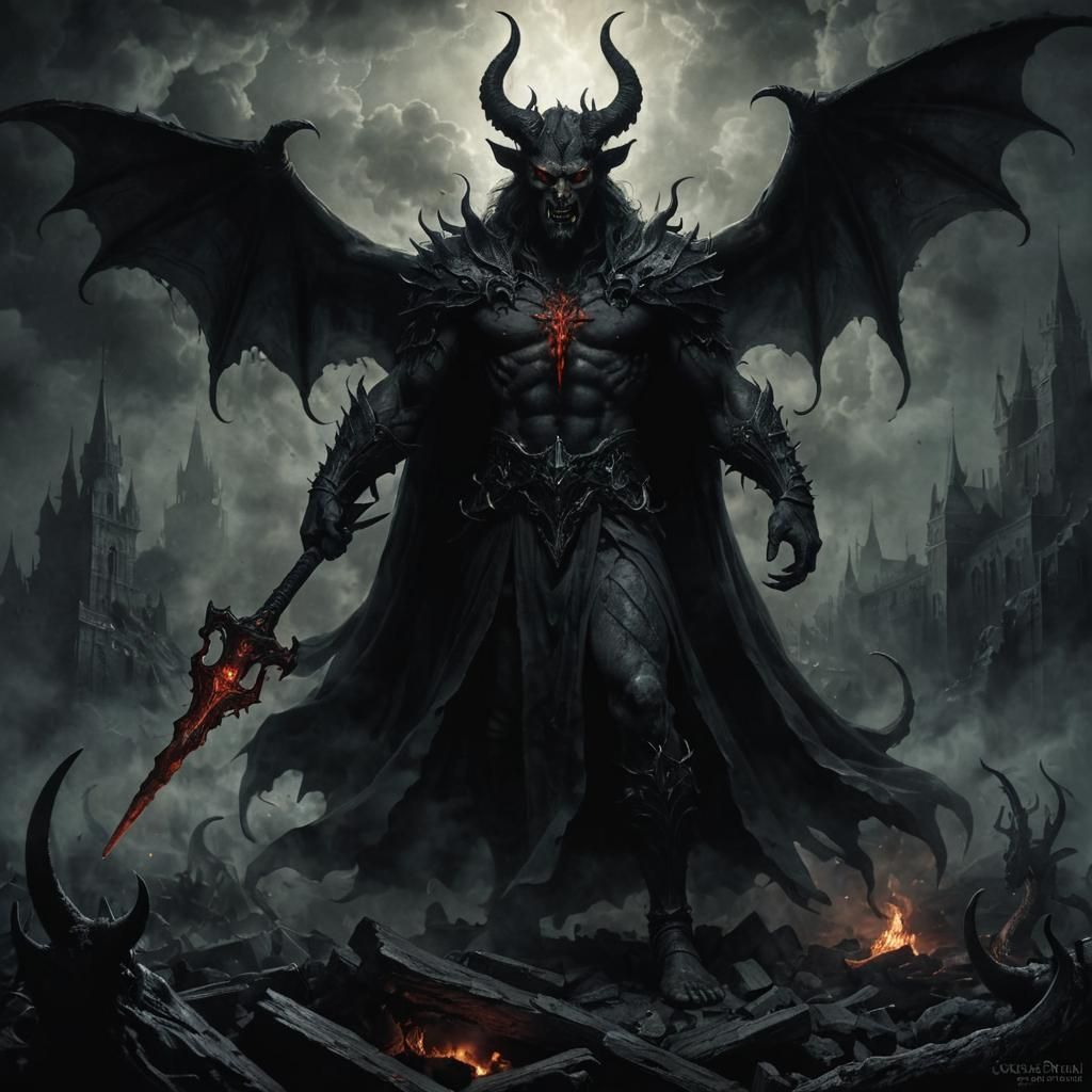 Menacing Satan Portrait in Dark Surrealism