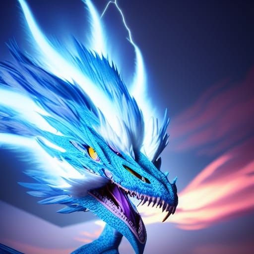Hyperdetailed White Lightning Dragon in 4K