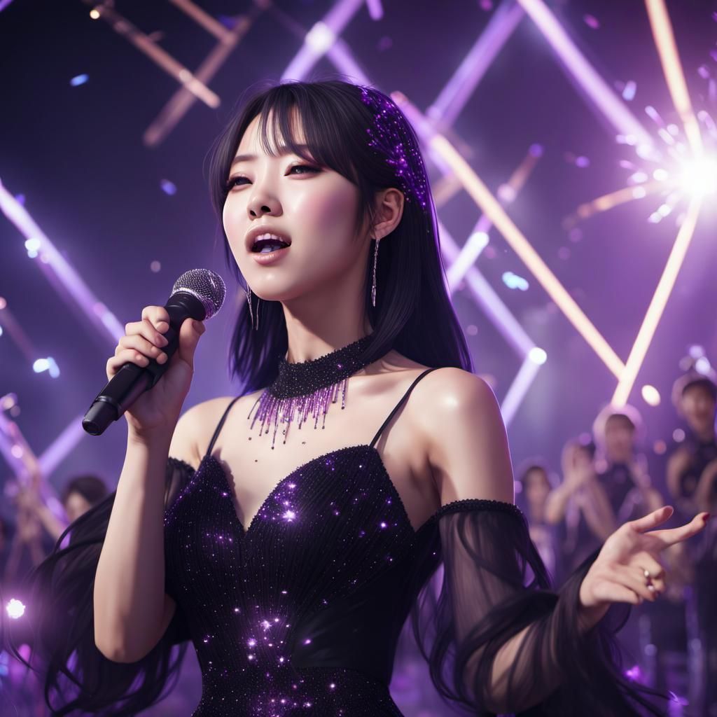 K-Pop Idol Performance: Detailed Matte Painting