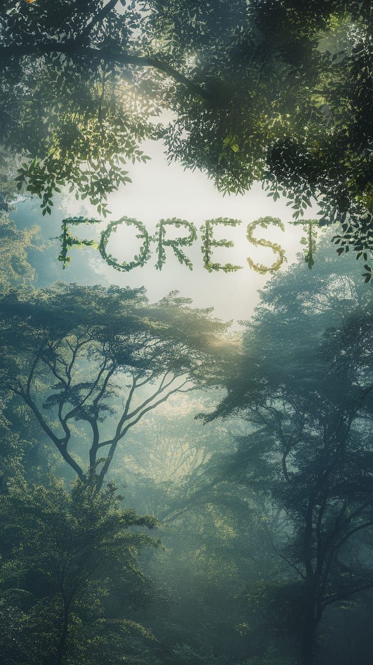 Forest Canopy Forms Typographic 'FOREST' in Sky