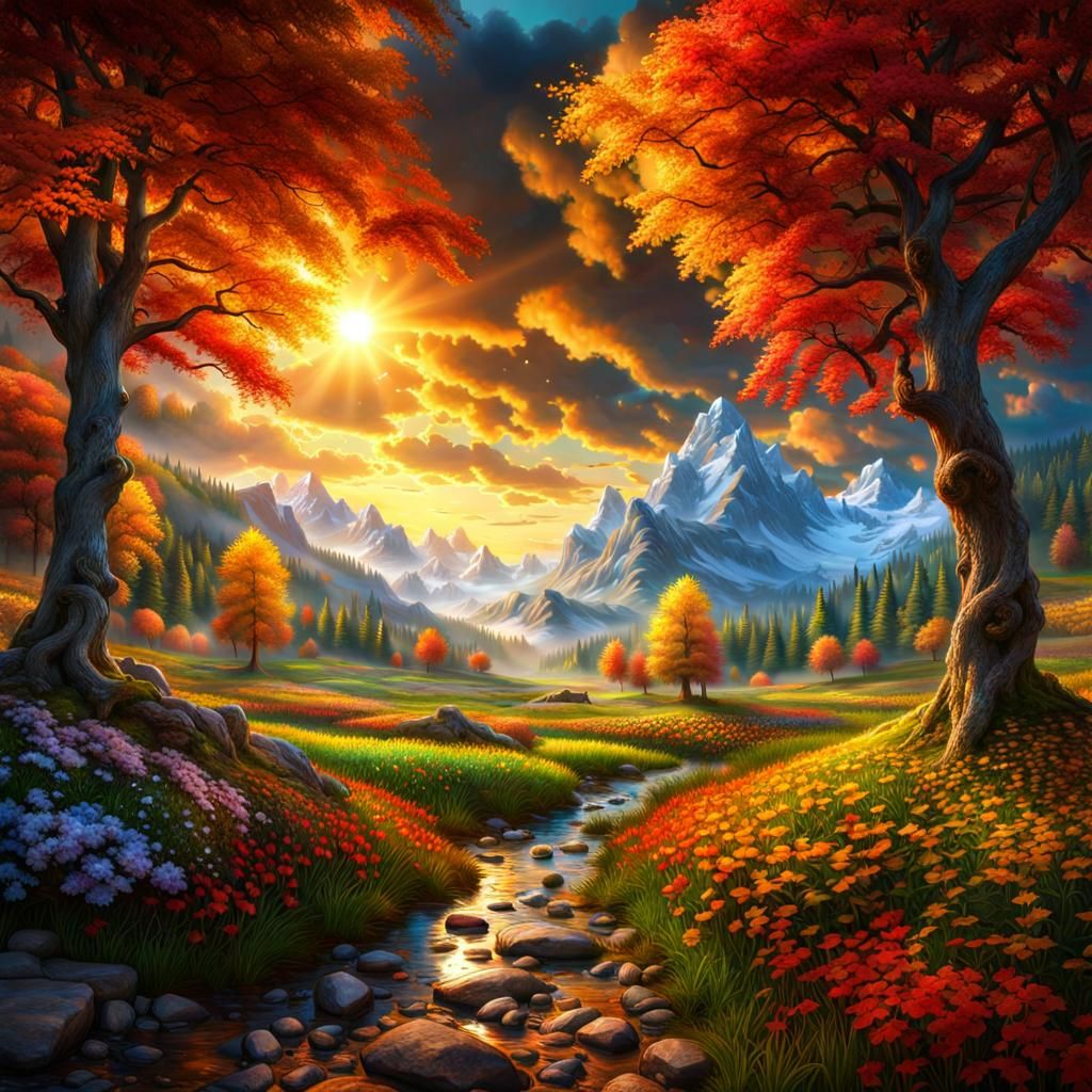 Dreamlike Fairytale Land with Volumetric Light in HDR