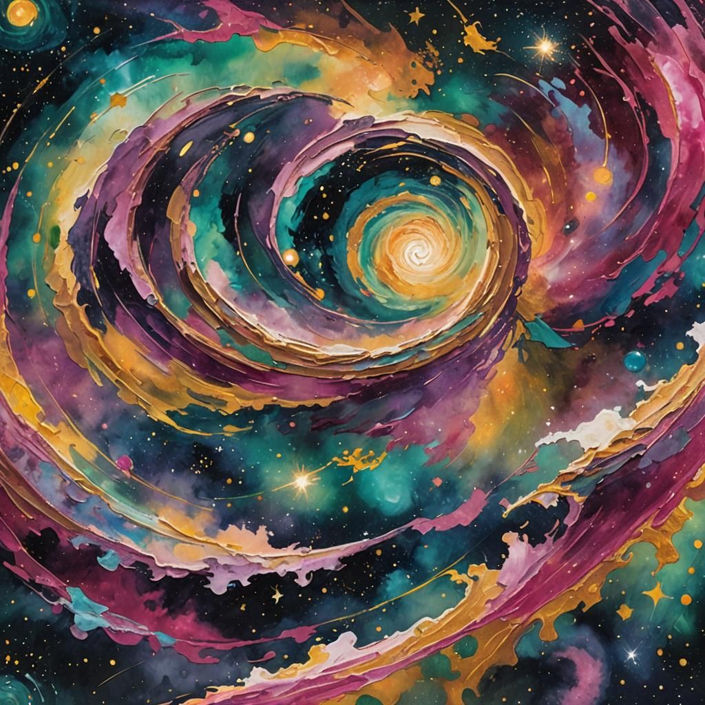 Vibrant Galaxy in Impressionist Gouache Style