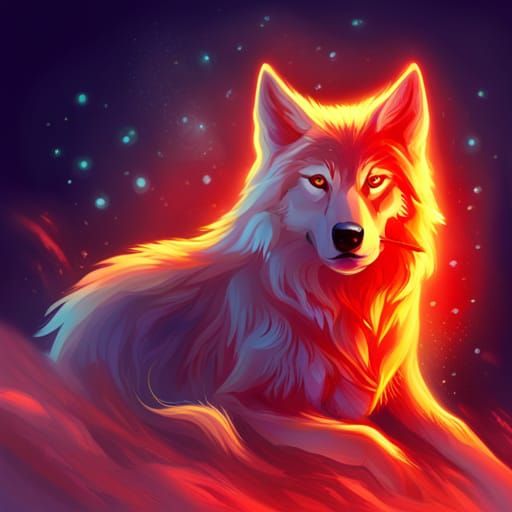 Red Glowing Wolf Image