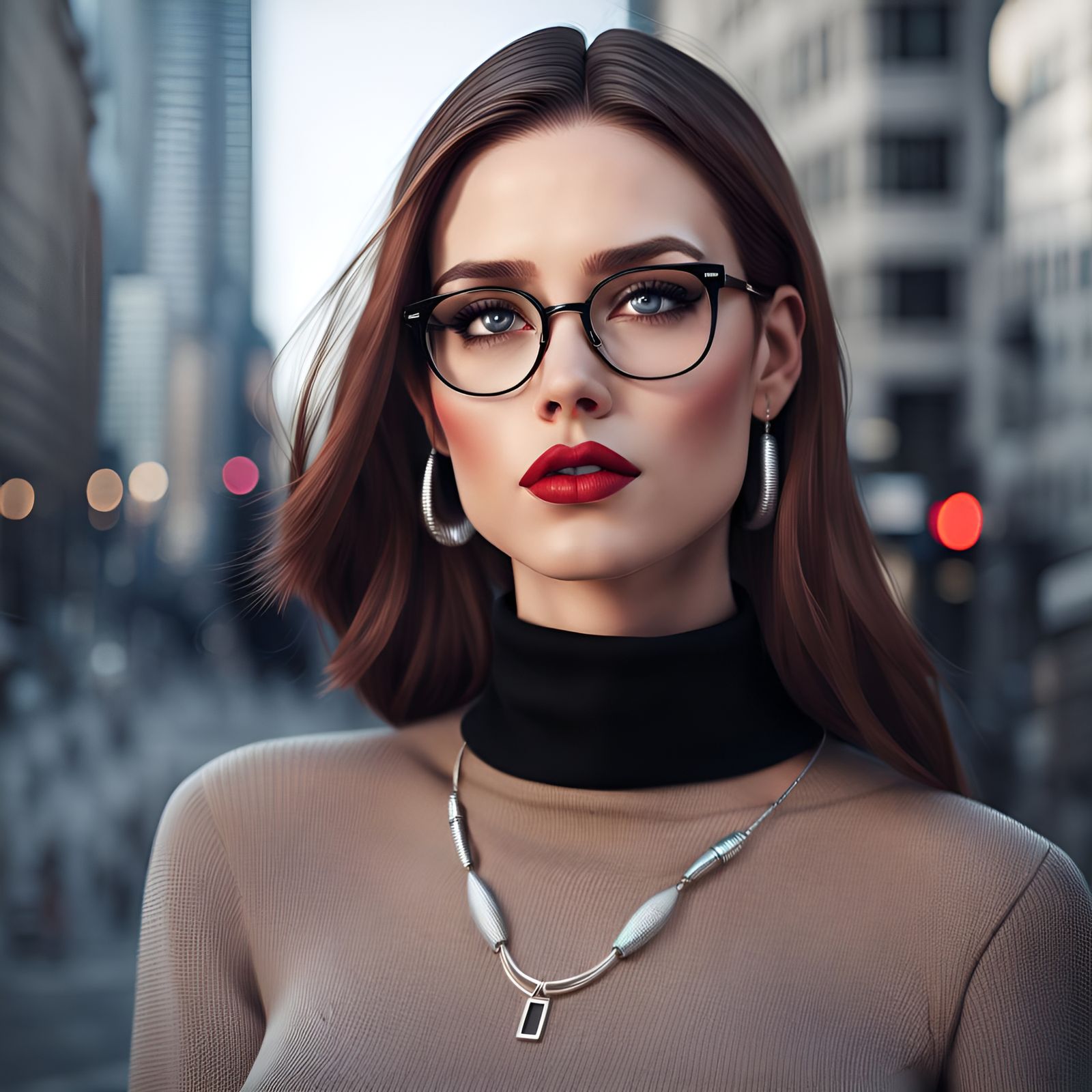 Glamorous City Siren in Modern Metropolis