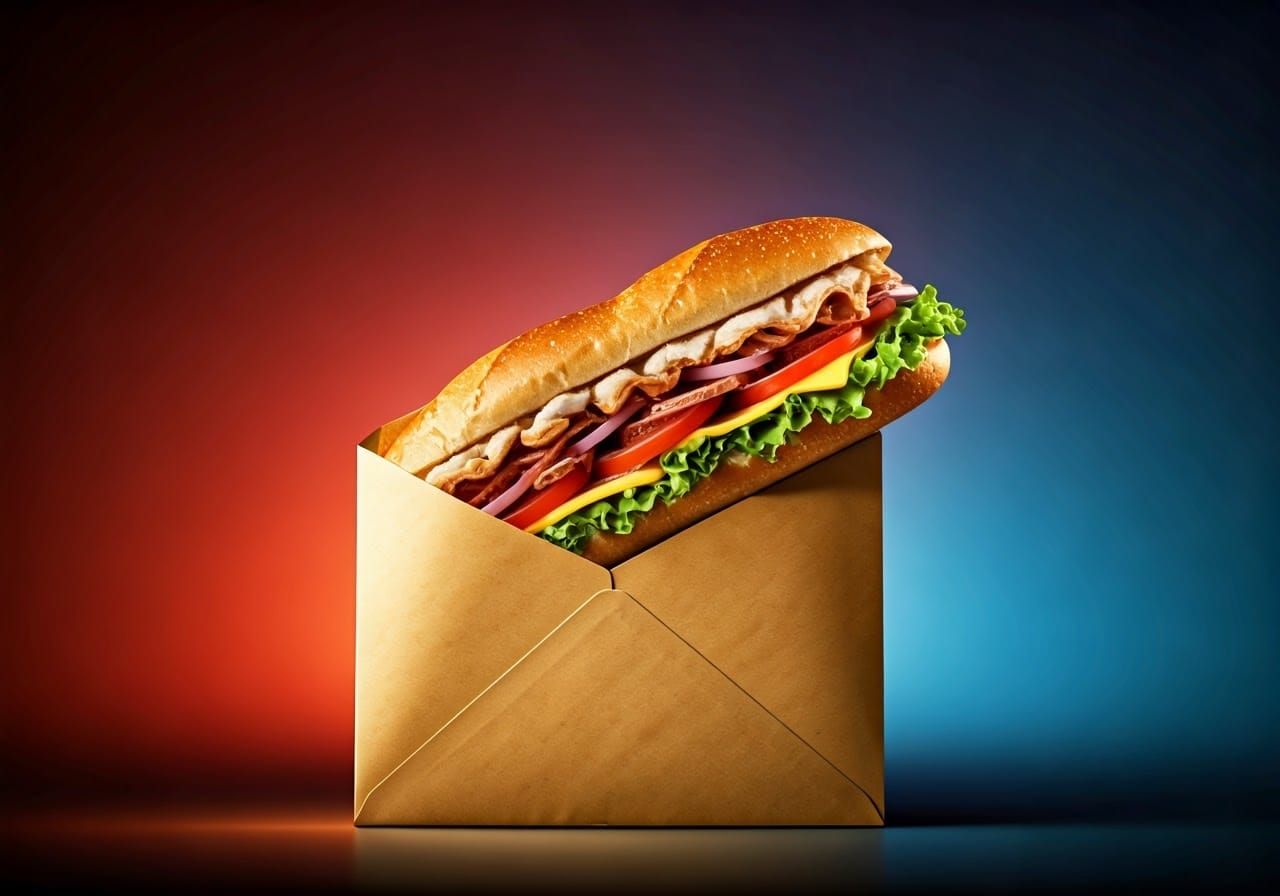 Epic Sub Sandwich Emerges from Envelope in Vibrant, Cinemati...