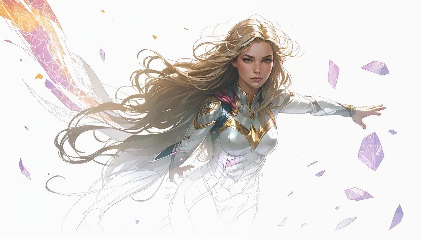 Dynamic Female Superhero Portrait in Comic Book Style