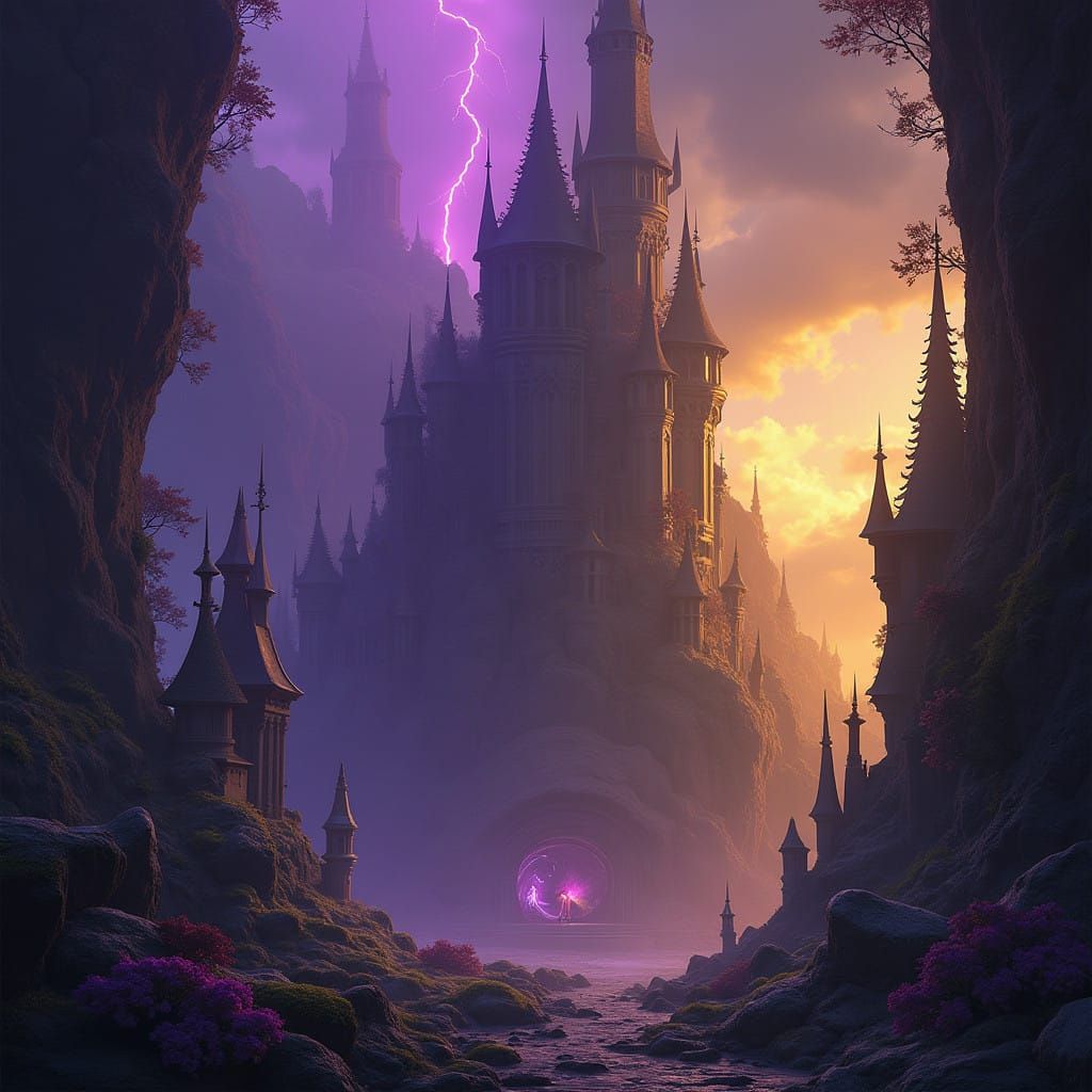 Dramatic Fantasy Scene Transitions from Midnight to Dawn