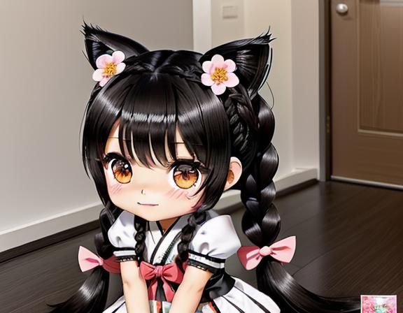 Cute Chibi Catgirl in Harajuku Style